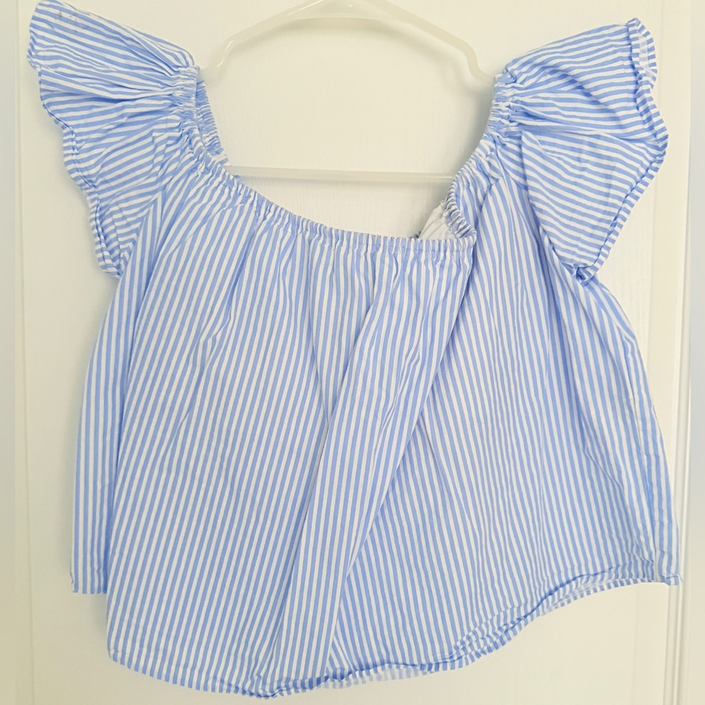 H&M Blue Striped Off the Shoulder Top